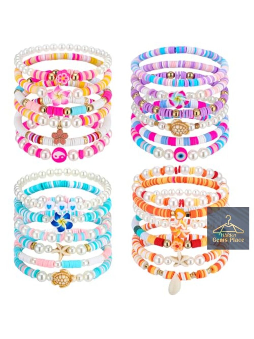 24 Pcs Colorful Friendship Bracelets Letter Heart Smile Stretch Beaded Party